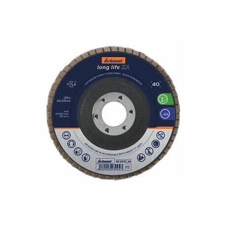 Garant Long Life ZA Flap Disc, Dia: 115 mm, Grit: 40 565269 40